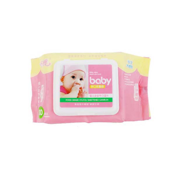 圣雅30p宝贝粉色系列婴儿安全手口湿巾（盖装）