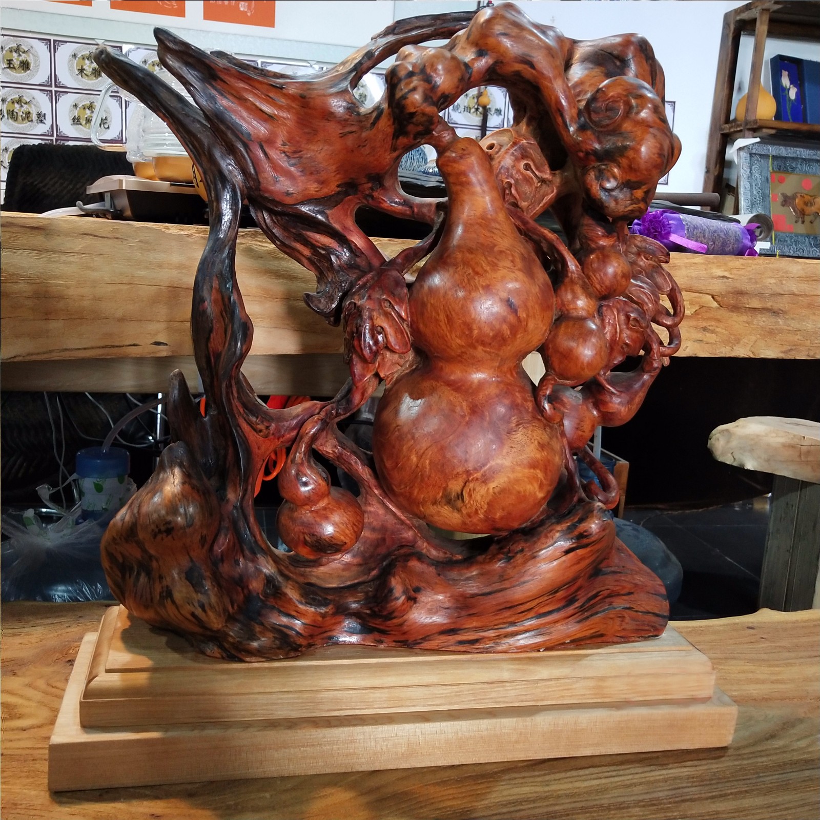 根雕艺术品《如意福禄》图3