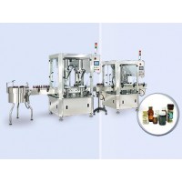 直線式自動雙頭粉末充填計量鎖蓋機