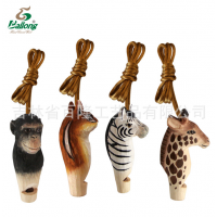 厂家定制木制工艺品创意雕刻动物口哨儿童玩具哨子手工挂绳口哨