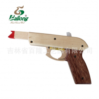 厂家定制木制纯手工雕刻手枪仿真儿童玩具枪外贸款创意diy皮筋枪