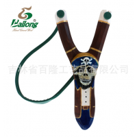 创意木雕海盗弹弓手工彩绘原实木弹弓库存工艺品弹弓儿童玩具弹弓