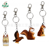 厂家定制手工雕刻动物钥匙链创意家居木雕钥匙链景区礼品钥匙扣
