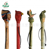 户外登山实木拐杖手工雕刻老人手杖动物酋长木制手杖老人拐杖