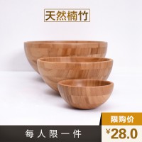 日式家用沙拉碗木碗