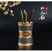 松花石鎏金笔筒