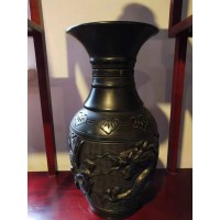 黑陶浮雕瓶龙凤呈祥