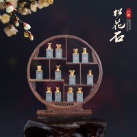 松花石鎏金十二生肖印章