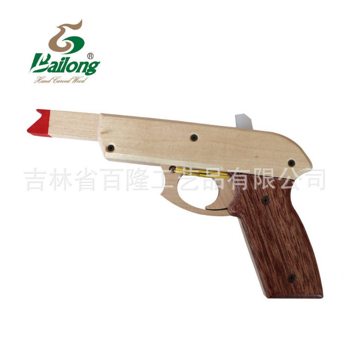 厂家定制木制纯手工雕刻手枪仿真儿童玩具枪外贸款创意diy皮筋枪